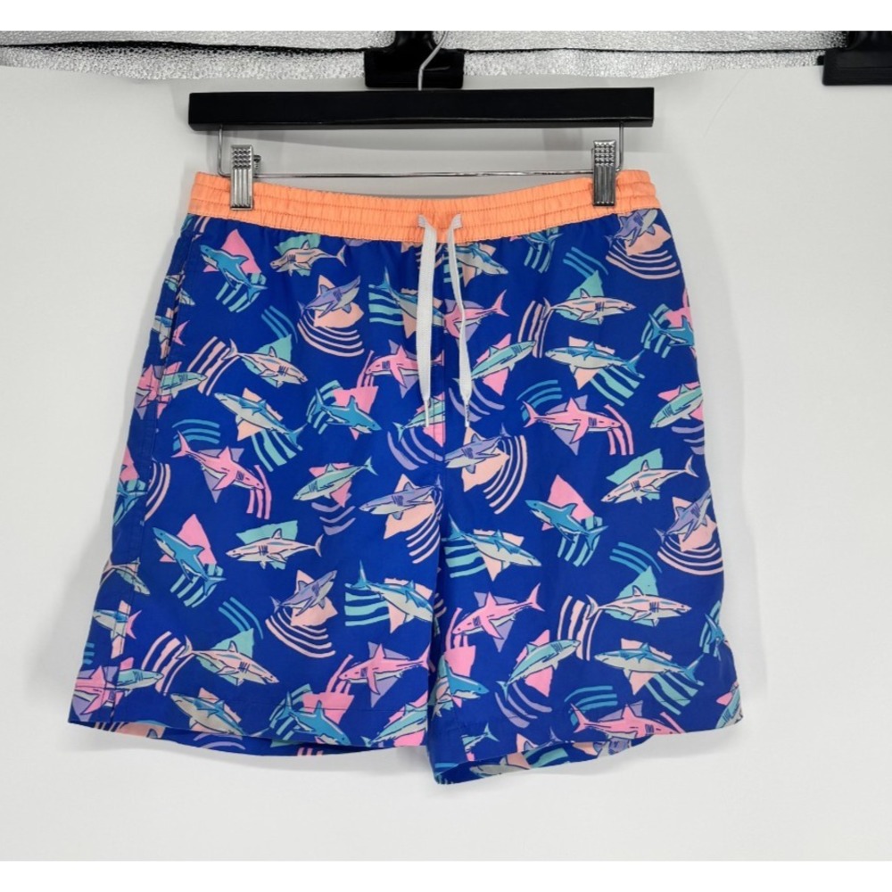 Chubbies Shark Graphic Swim Trunks Shorts Youth Boys Large All Over Print AOP